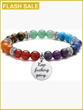 7 Chakra Stone Bead Bracelet - Healing Reiki Crystal Stretch Bracelet for Men